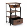 Set of 2 Night Stand, Wooden Bedside Table with Shelves, Drawers, Charging Station and 26 Colors LED Light Strip, Storage End Table