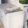 Shoe Storage Bench with Padded Seat Cushion, Entryway Bench with 2 Barn Doors-White - as Pic
