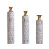 Floor Metal Vases Decorated White Metal vases Set of 3 gorgeous home decoration large glazed metal vases 24in/28.7in/33.5in height - as Pic