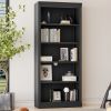 83.4" Tall Wood Bookcase with light strip,5-Tier Decor Bookshelves with Adjustable Shelves, Black