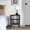 FCH 2pcs 45*30*60cm MDF Spray Paint, Smoked Mirror, Two-Drawn Carving, Bedside Table, Black - as picture