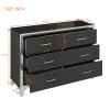 3-Pieces Sets,Dresser and Two Nightstands with Metal Handles and Mirror Decoration, Elegant - Black - MDF