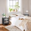 FCH 2pcs 45*30*60cm MDF Spray Paint, Smoked Mirror, Two-Drawn Carving, Bedside Table, Black - as picture