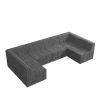 U shape Modular Sectional Sofa, Compressed Sectional Sofa Modern Minimalist Style Corduroy Couch, GREY