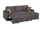 Ash Black Dorris Fabric Convertible Sectional Sofa Pull out Bed Couch Storage Chaise Cup Holders Pillows 2pc Sectional Living Room - as Pic
