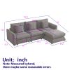 MH102.2 Inch Beige Combination Sofa Modular Sofa with Ottoman, plastic leg,Three Cushions and Three Pillows