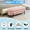 COOLMORE Storage Ottoman,Bedroom End Bench,Upholstered Fabric Storage Ottoman with Safety Hinge (Pink) - as Pic