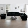 Modern Sofa Couch, 3 Piece Set Extra Deep Seat Sectional Sofa, Oversized Sofa, 3 Seat Sofa, Loveseat and Single Sofa, Black Chenille - as Pic