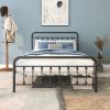 FULL Metal Platform Bed Frame with Headboard, Strong Slat Support, No Box Spring Needed,Easy Assembly BLACK - as Pic