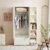 Bedroom Armoire, Wardrobe Armoire Closet, Drawers and Shelves, Handles, Hanging Rod, for Bedroom , White - as picture