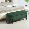 COOLMORE Storage Ottoman,Bedroom End Bench,Upholstered Fabric Storage Ottoman with Safety Hinge (Emerald) - as Pic