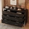 Elegant High Gloss Dresser with Metal Handle,Mirrored Storage Cabinet with 6 Drawers for Bedroom,Living Room - Black - MDF