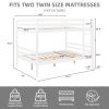 Full over Full Bunk Bed with Ladder,Wooden Bunk Bed with High Guardrail and Ladder- White - Wood