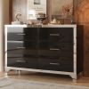 Elegant High Gloss Dresser with Metal Handle,Mirrored Storage Cabinet with 6 Drawers for Bedroom,Living Room - Black - MDF
