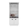 70"H Bar Cabinet with Wine Rack, Upper Glass Cabinet, three Open Storage Shelves and One Cabinet,White - as Pic