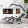 Outdoor Dual Rocker Sunbed 2-Person Canopied Patio Lounger with Detachable Headrests - Gray