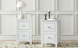 Modern White Nightstand Set of 2,Bed Side Table with 2 Drawers, End Side Table Double for Bedroom Living Room - as Pic
