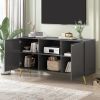 Modern TV Stand for TVs up to 55 Inches,Entertainment Center Media Console,Adjustable Shelf,Metal Legs- Gray - MDF