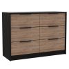 Crete 2 Piece Bedroom Set, Armoire + Drawer Dresser, Black / Pine - Black / Pine