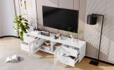 70.9" Modern TV Stand for TVs up to 75 Inches,Entertainment Center with Glass Door,4 Drawers and 2 Cabinets- White