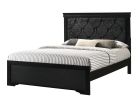 Modern 1pc Black Finish Queen Size Panel Bed Wooden Fabric Upholstered Headboard Crystal-Like Button Tufted Fabric Bedroom Furniture - as Pic
