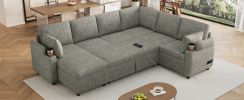 109.9" Sectional Sofa Versatile Sofa Bed Sofa Sleeper U-shaped Sofa with Ample Storage Space, Light Grey