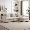 MH102.2 Inch Beige Combination Sofa Modular Sofa with Ottoman, plastic leg,Three Cushions and Three Pillows