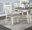 Dining Room Furniture 5pc Dining Set Round Table And 4x Side Chairs Gray Fabric Cushion Seat White Clean Lines Wooden Table Top - as Pic
