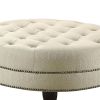 Oatmeal Cocktail Ottoman with Nailhead Trim - as Pic