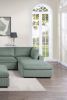 Sage Color 7pc Modular Sectional Set Corduroy Upholstery Couch 2x Corner wedge, 2x Armless Chairs 3x Ottomans Living Room Furniture - as Pic
