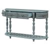 52''Modern and Contemporary Curved Console Table Sofa Table Entryway Table for Hallway Living Room with 4 Drawers and 1 Shelf - Antique Blue - MDF