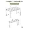 3 Pieces Acacia Wood Table Bench Dining Set For Outdoor & Indoor Furniture With 2 Benches, Picnic Beer Table- Acacia Wood
