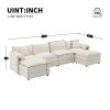 136" Chenille Modular Sectional Sofa with Deep and Wide Seat,U Shaped Cloud Couch Set with Double Cushions, 3 Colors