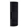 71" Corner Bar Cabinet with Five Shelves, Eight Bottle Cubbies and Stemware,Black - as Pic