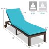 Outdoor Wicker Patio Chaise Lounge Recliner Chair with 5-Position Adjustment and Wheels - Turquoise