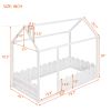 {Slats are not included}Twin Size Wood Bed House Bed Frame with Fence,for Kids,Teens, Girls,Boys {White}{OLD SKU:WF194274AAK} - as pic