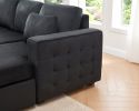 Convertible Pull Out Sleeper Sofa Bed with Storage Chaise, Oversized U Shaped Sectional Couch Bed with 2 Pillows, Velvet, Black
