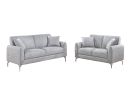 Elegant 2pc Sofa Set Light Gray Burlap Like Fabric Sofa Loveseat w Pillows Cozy Design Plush Couch Living Room - as Pic