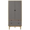 Wardrobe OTTA Brown and Gray 30.1"x20.9"x67.7" Solid Wood Pine - Gray