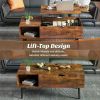 Lift Top Coffee Tables For Living Room 39.37"x19.7" Desk Tea Wood Dining Tables Adjustable Storage Shelf Easy Lift Or Lower - Chocolate