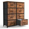 Dresser for Bedroom with 8 Drawers Tall Dresser & Chest of Drawers Fabric Dresser with Wood Top and Sturdy Steel Frame  - Rustic Brown