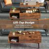 Lift Top Coffee Tables For Living Room 39.37"x19.7" Desk Tea Wood Dining Tables Adjustable Storage Shelf Easy Lift Or Lower - Chocolate