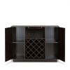 Espresso 2-Door Wine Cabinet with Stemware Rack - as Pic