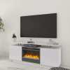 Living Room Furniture Modern White Electric Fireplace TV Stand with Insert Fireplace;  can work with or without heat - White - Medium