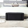 COOLMORE Storage Ottoman,Bedroom End Bench,Upholstered Fabric Storage Ottoman with Safety Hinge-Black