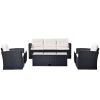 6-piece All-Weather Wicker PE rattan Patio Outdoor Dining Conversation Sectional Set- Beige