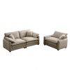 Modern Living Room Sofa Two Pieces Set Tan Corduroy - as Pic