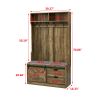 Coat Rack with Storage Shoe Cabinet - Brown