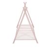 House Bed Tent Bed Frame Twin Size Metal Floor Play House Bed with Slat for Kids Girls Boys , No Box Spring Needed Pink - as pic