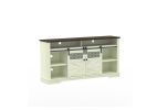 Farmhouse TV Stand with Sliding Barn Door & Drawer, 75" Rustic Entertainment Center for TVs up to 75" - Cream